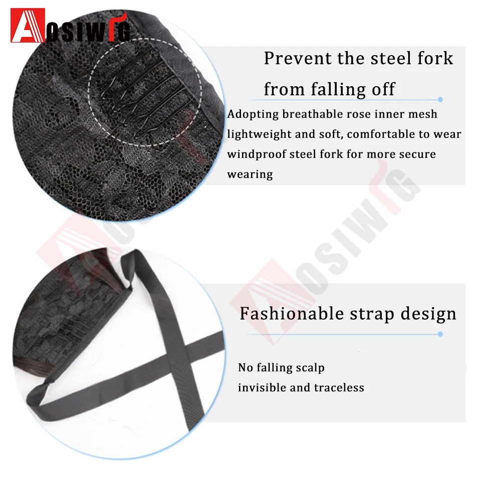 AOSI Synthetic Short Wave Ponytail Hair Extensions Drawstring Tied to Hair Tail Clip in Hair Extensions for Women Daily Wear