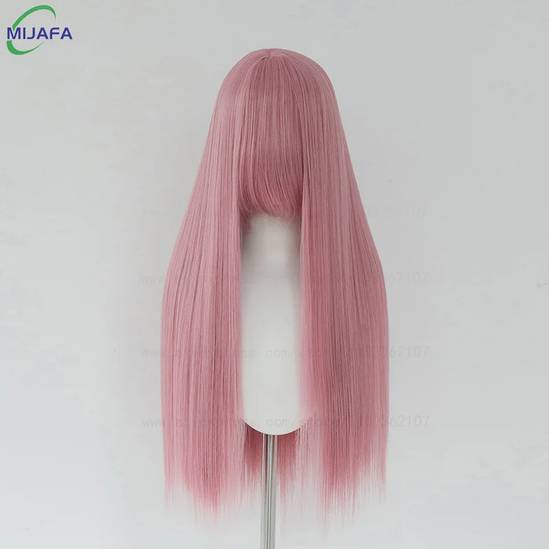 Very High Quality 400g 48 Colors 24Inch 60cm Long Straight Cosplay Wig With Bangs Heat Resistant Hair Anime Wigs + Wig Cap