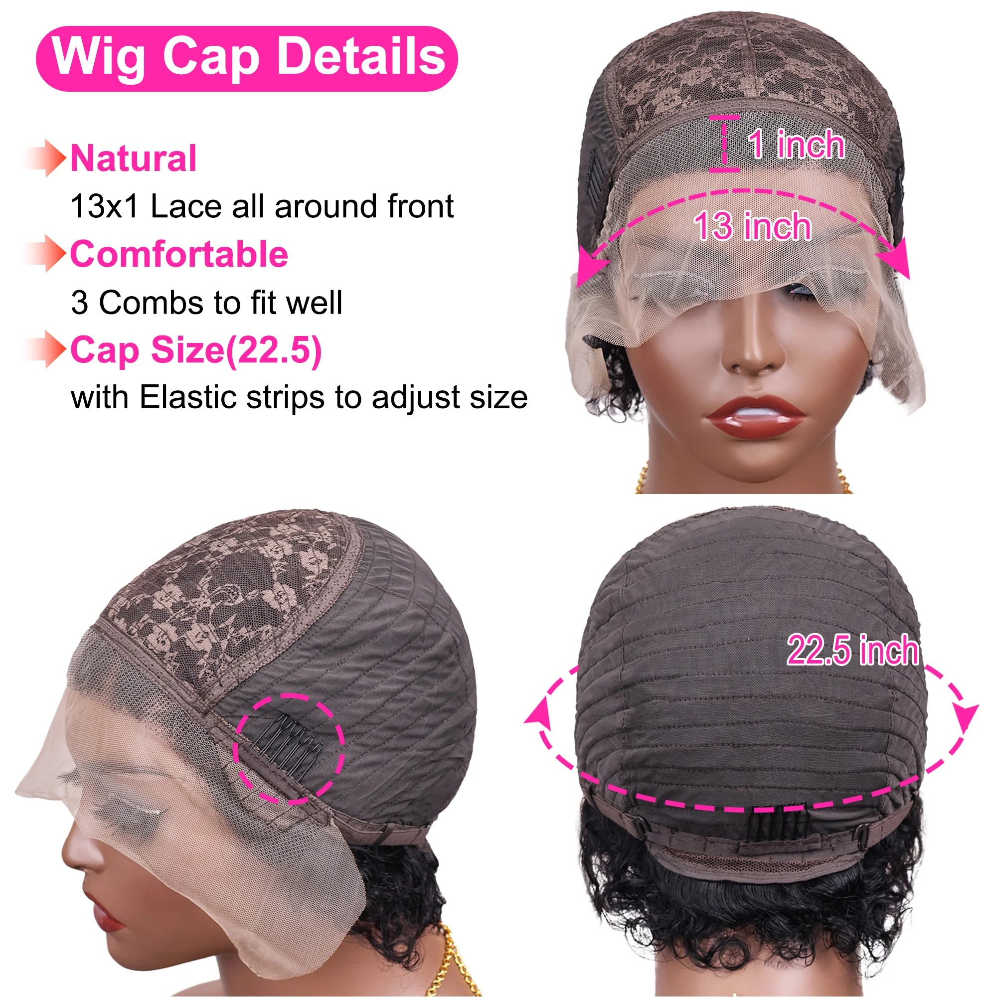 Pixie Cut Wigs Human Hair Short Curly Lace Front Human Hair Wigs Brazilian 13x1 Transparent Lace Wigs Water Wave Bob Wig