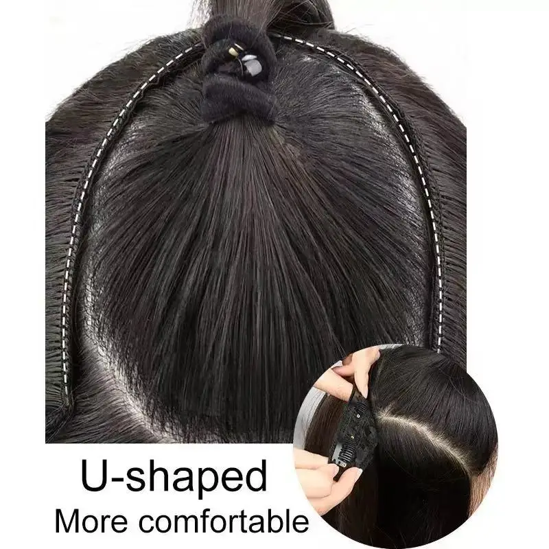22/24Inch Synthetic V-shaped Layered 4 Clips Long Straight Hair Extension Fashion Invisible Hairpiece Wig for Women