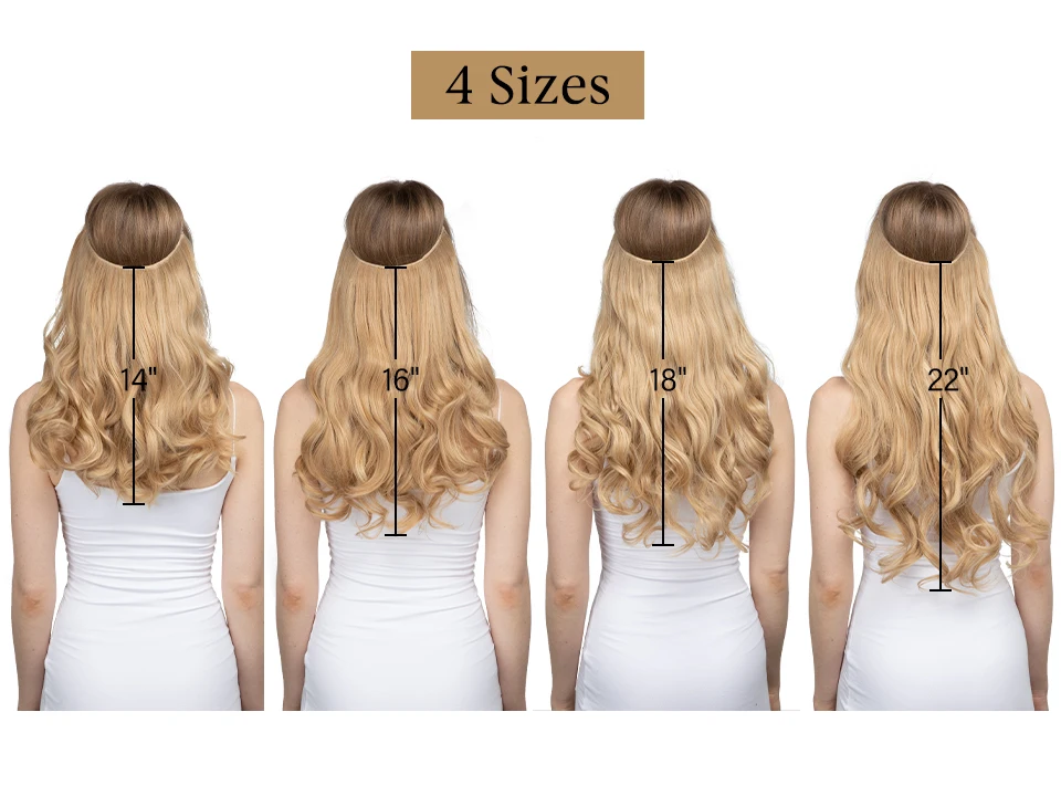 Synthetic No Clip Wave Hair Extensions Ombre Natural Black Blonde Pink One Piece False Hairpiece Fish Line Fake Hair Piece