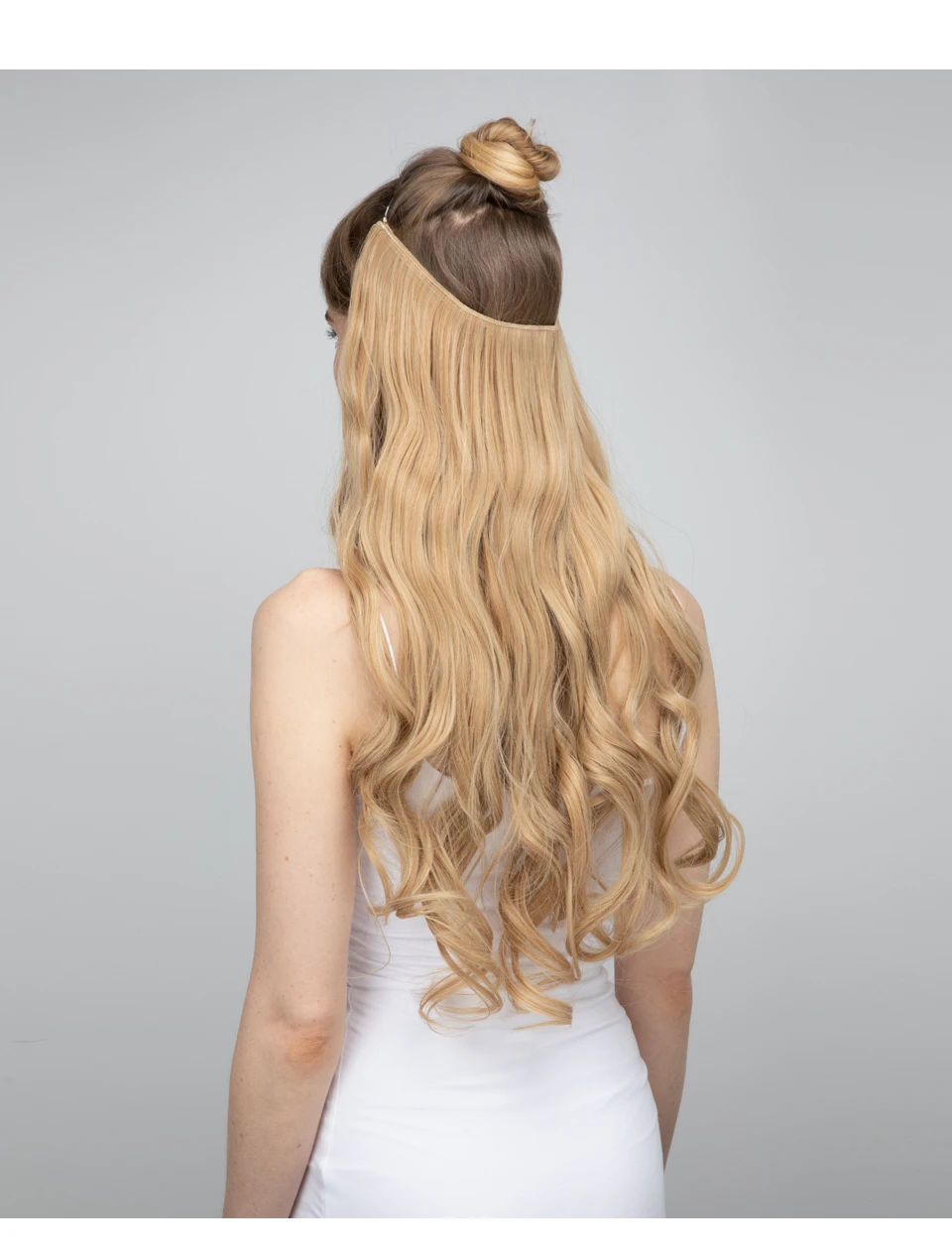 Synthetic No Clip Wave Hair Extensions Ombre Natural Black Blonde Pink One Piece False Hairpiece Fish Line Fake Hair Piece