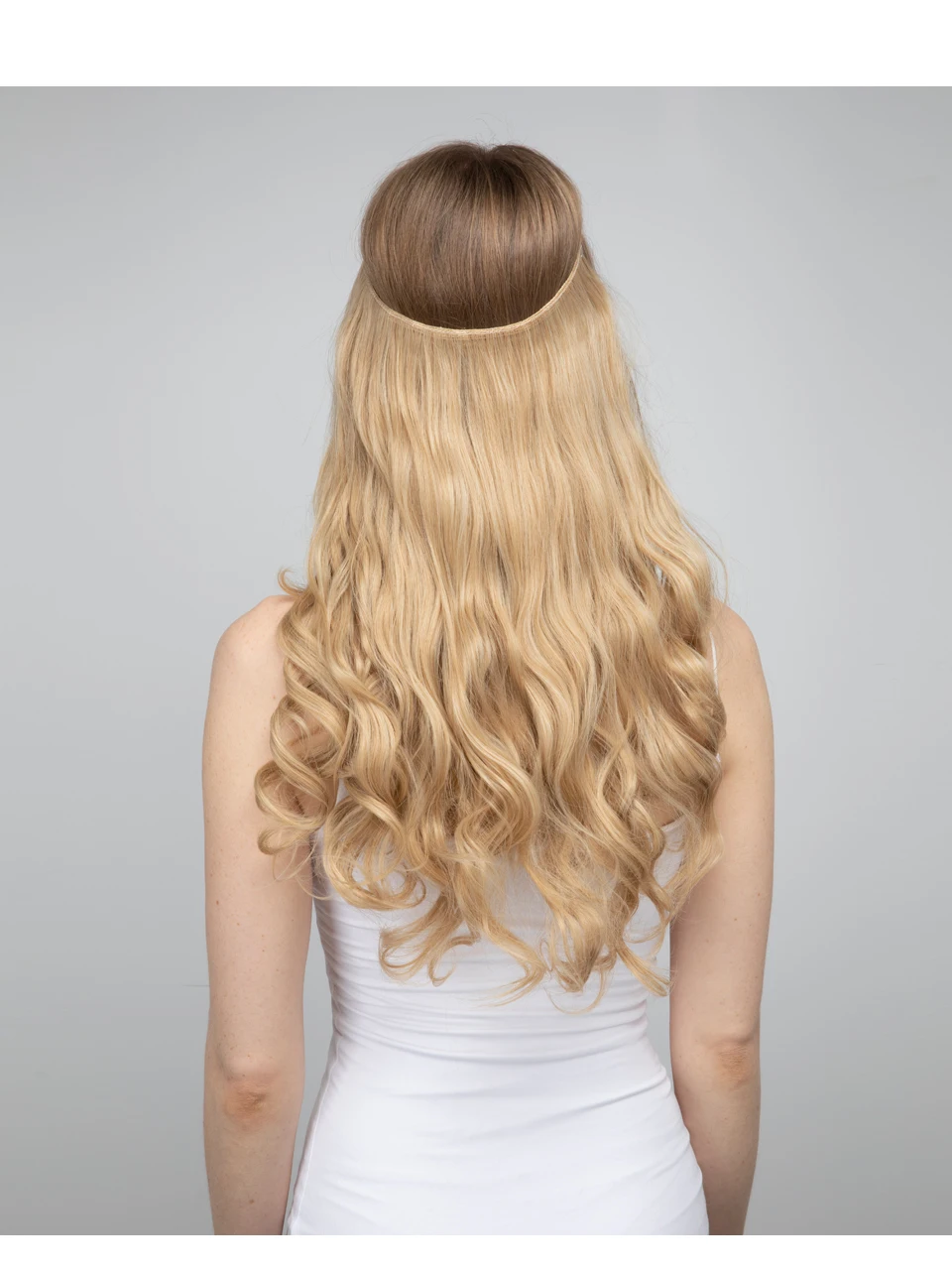 Synthetic No Clip Wave Hair Extensions Ombre Natural Black Blonde Pink One Piece False Hairpiece Fish Line Fake Hair Piece
