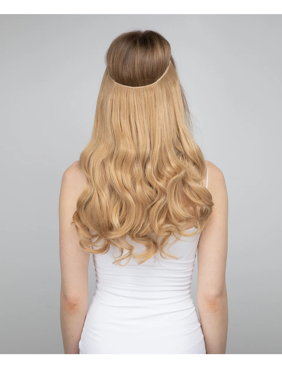 Synthetic No Clip Wave Hair Extensions Ombre Natural Black Blonde Pink One Piece False Hairpiece Fish Line Fake Hair Piece