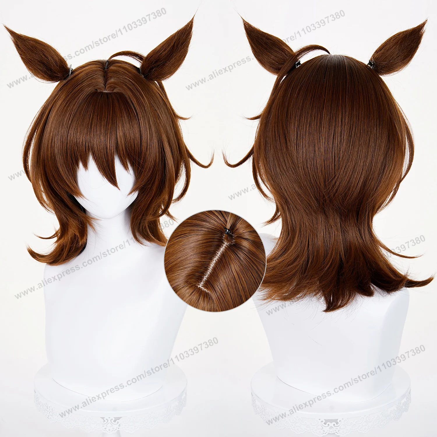 Agnes Tachyon Cosplay Wig 43cm Short Mixed Brown Women Wigs Anime Cosplay Wig Halloween Heat Resistant Synthetic Hair