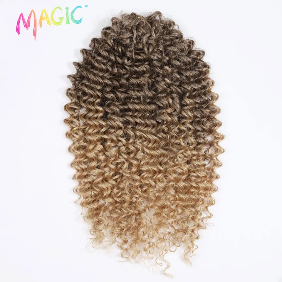 Magic 24 Inch Brown Blonde Deep Wave Synthetic Hair Bundles High Temperature Fiber Crochet Braiding Hair Extensions For Women