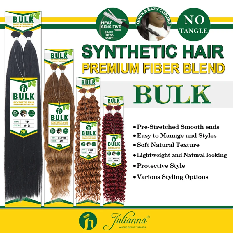 Julianna Bulk Synthetic Hair For Braiding Color 30 Blonde Deep Wave Bundles Boho Braids Synthetic Hair Extensions