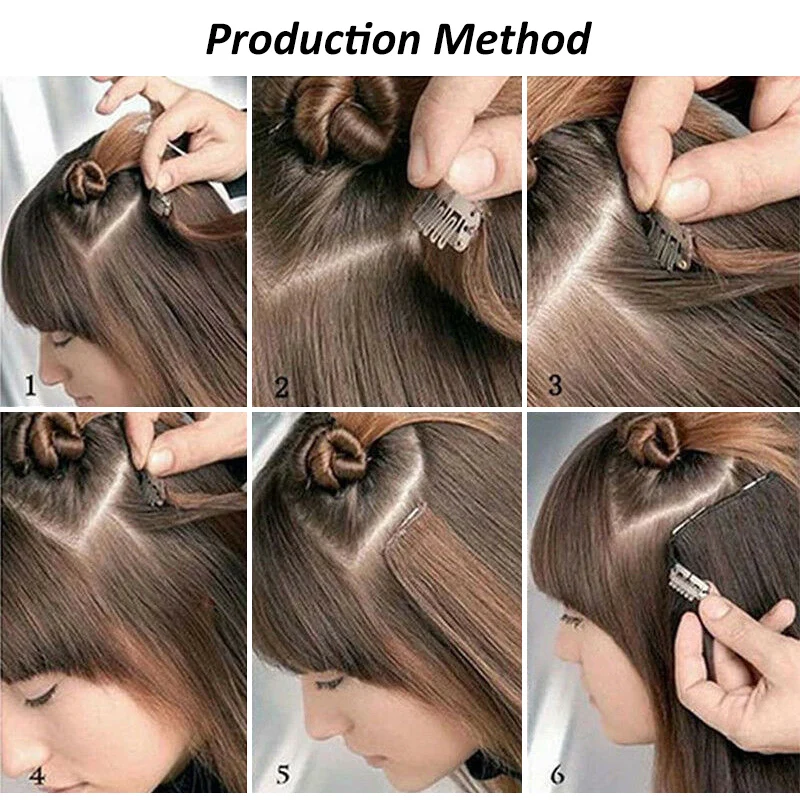 Synthetic 24Inch 16Clips Long Curly Hair Extension Heat Resistant Hair Extension Clips In Ombre Black Brown Blond Women