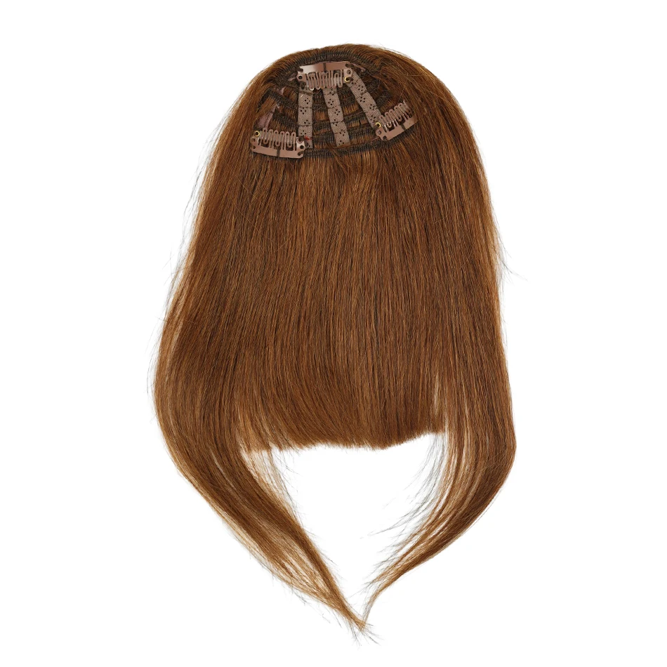 Human Hair Bangs Clip-In Hair Extension for Women 8inch 20g Front 3 clips in Straight Remy Natural Human Hair Fringe All Colors