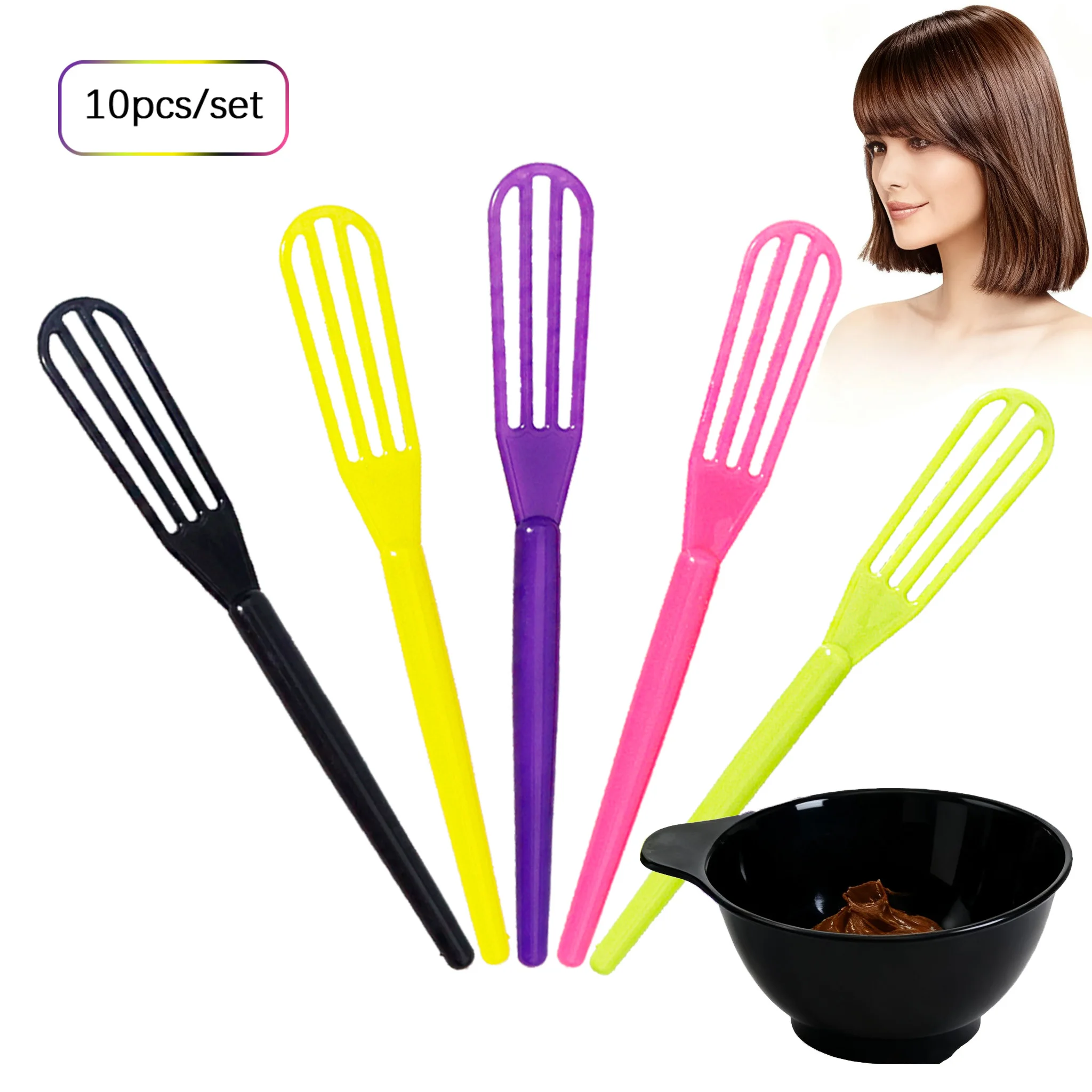 10pcs Plastic Hair Dye Mixing Stick - Hair Dye Mixing Stick, Durable ABS Plastic Root Mixing Tool, Special for Real Hair Wigs
