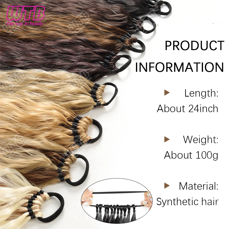 WTB Synthetic Braided Wig 24 Inch Corn Perm Curly Hair Ponytail Braided Wig Daily Wear Curly Ponytail