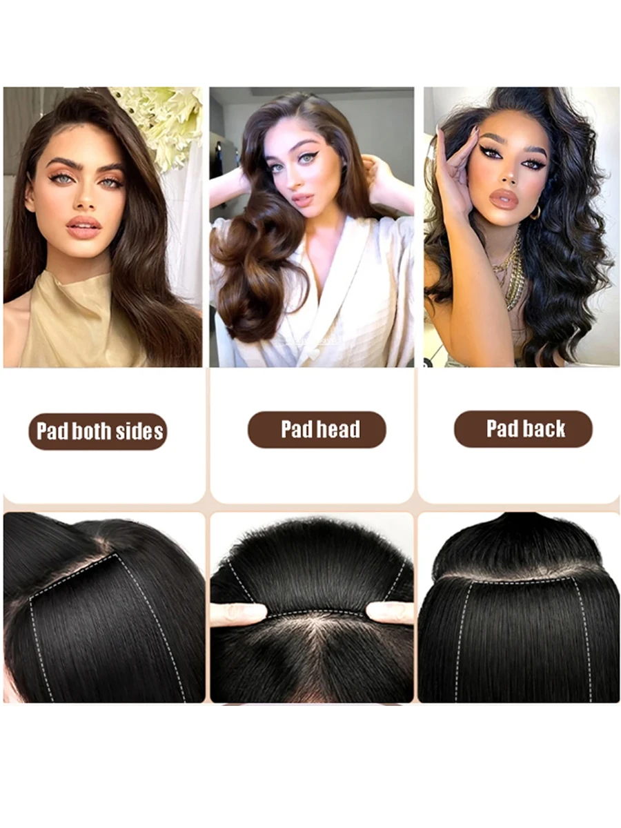 10cm Synthetic Short Straight Pad Invisible Hair Extension Lining of Hair Top Side Cover Hairpiece for Women