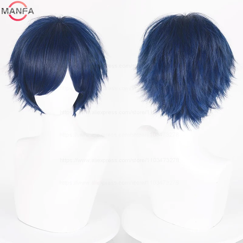 Anime 30cm Short Straight Cosplay Wig Black White Green Brown Purple Blue Gray Red Gold Man Women Heat Resistant Synthetic Hair