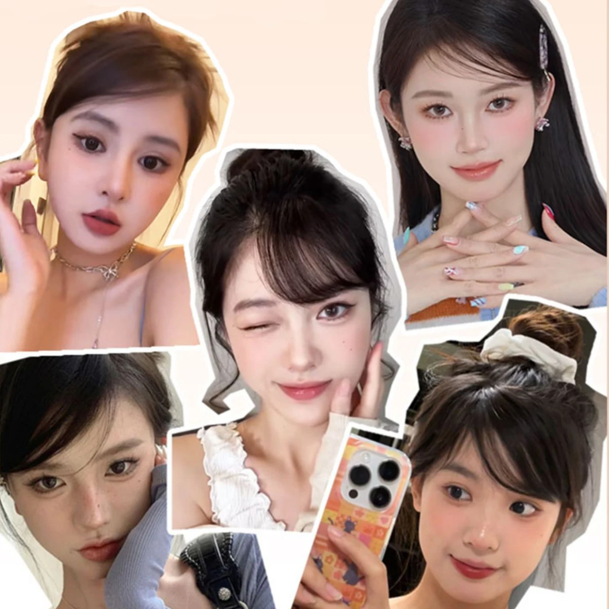 Synthetic Slanted Bangs Short Brown Black Fake Hair Fringe Extension Clip In Hairpieces Accessories for Women Girl