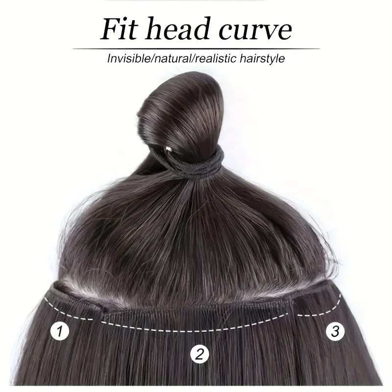Synthetic women's hair cutting set 3pcs-natural wavy hair extension invisible BB clip fixed to women's hair heat-resistant wig