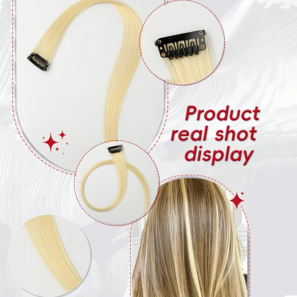 5pcs/Set Long Straight Synthetic Clip-In Hair Extensions for Women Halloween Christmas Party Cosplay