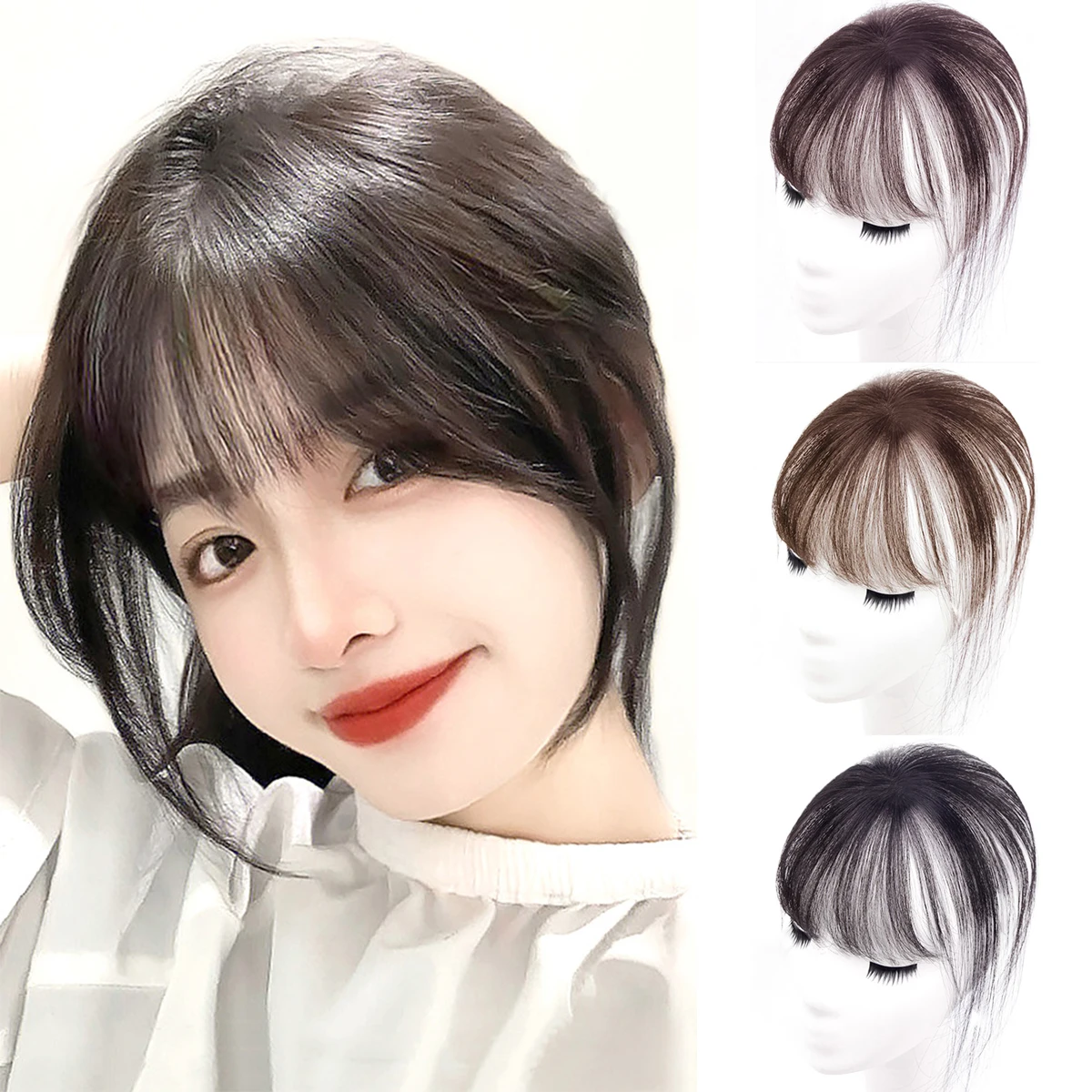 DUTRIEUX Synthetic 3D French bangs wig reissued air bangs topper wig natural curved simulation bangs for women