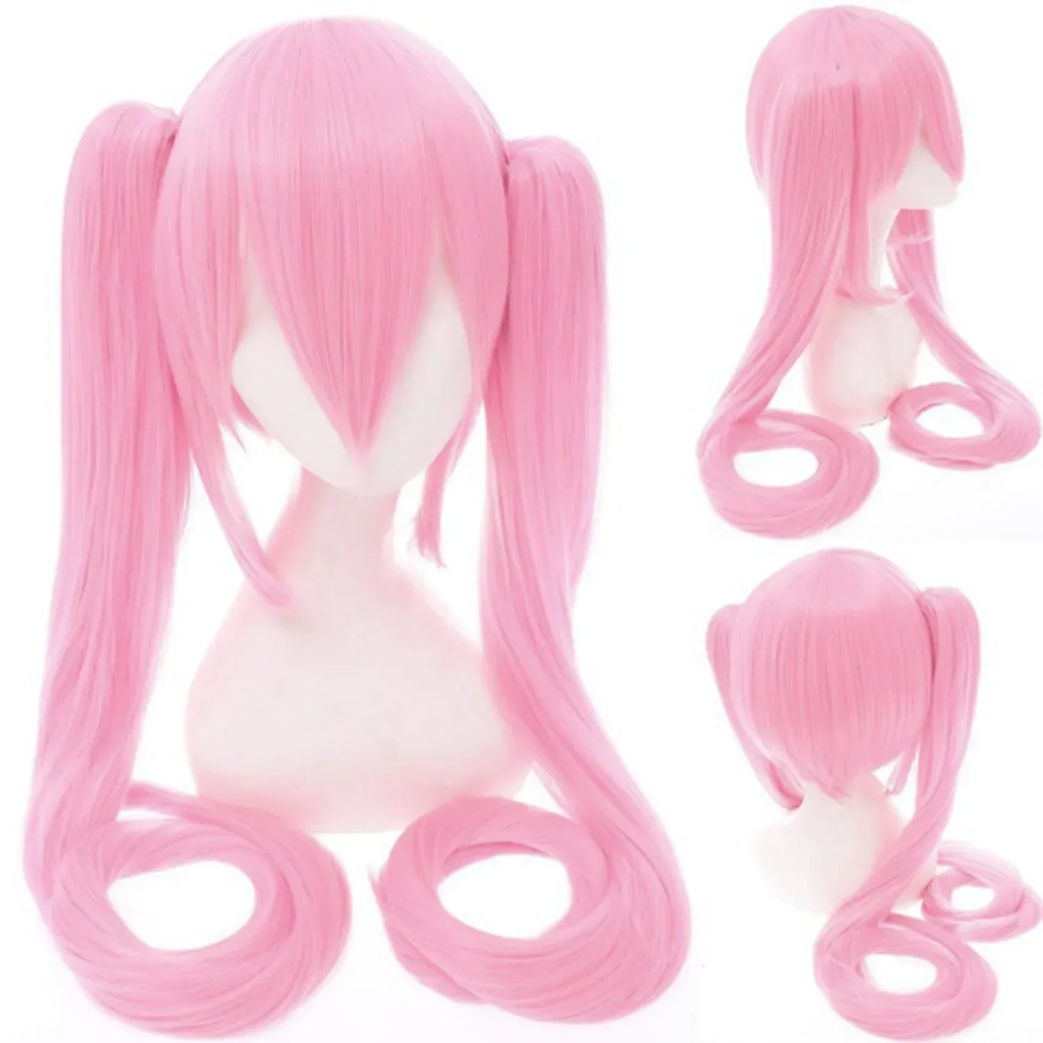 Miku Cosplay Wig 110cm Long Blue Green Double Ponytails Synthetic Fiber Hair for Anime Halloween Christmas Party