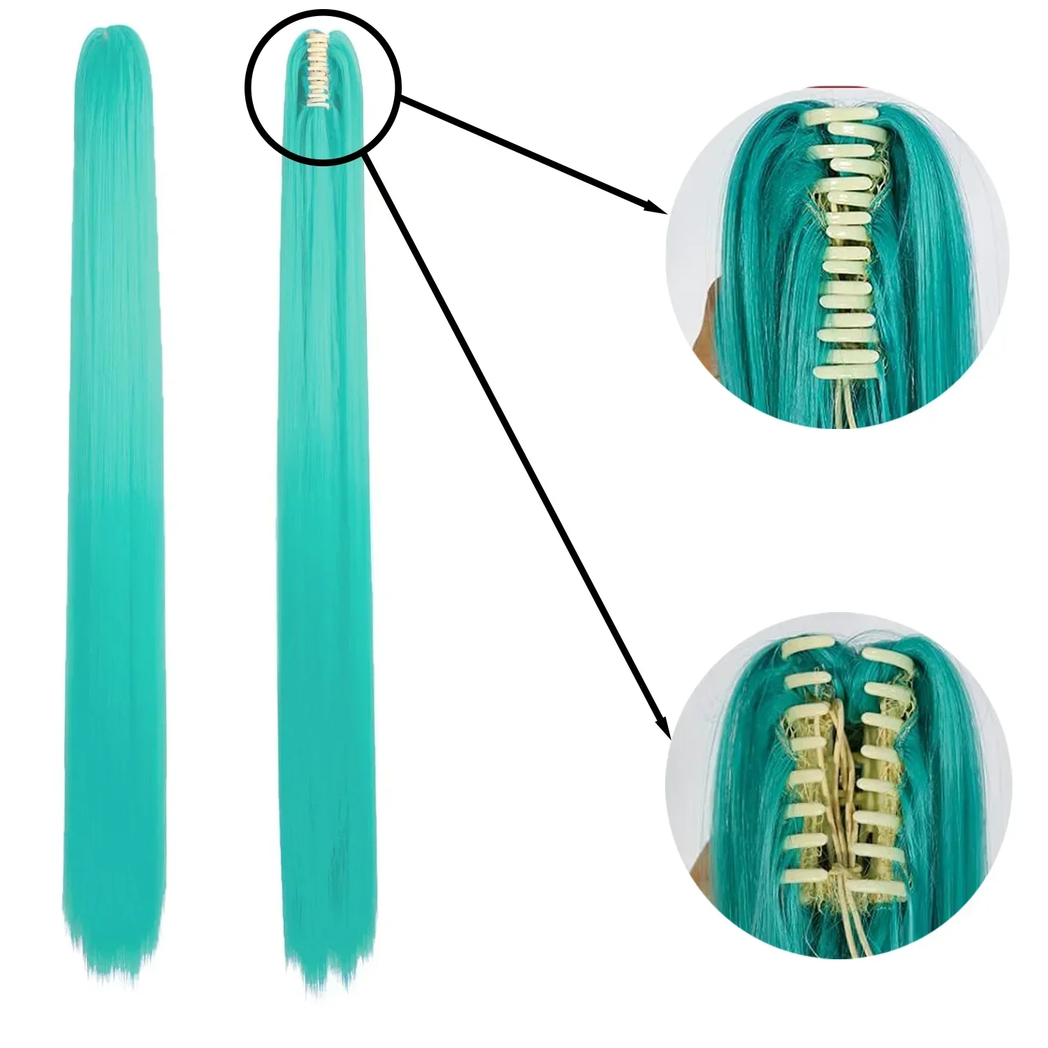 Miku Cosplay Wig 110cm Long Blue Green Double Ponytails Synthetic Fiber Hair for Anime Halloween Christmas Party