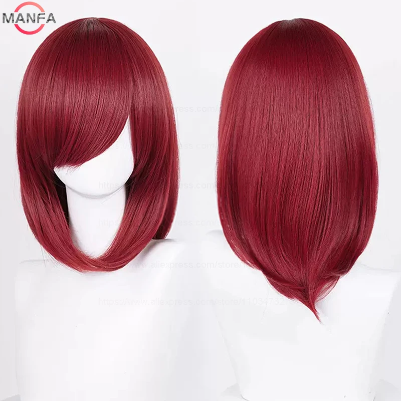 40cm Medium Basic Anime Cosplay Wig Bang Blond Black White Red Pink Green Brown Gold Blue Heat Resistant Synthetic Hair Wigs