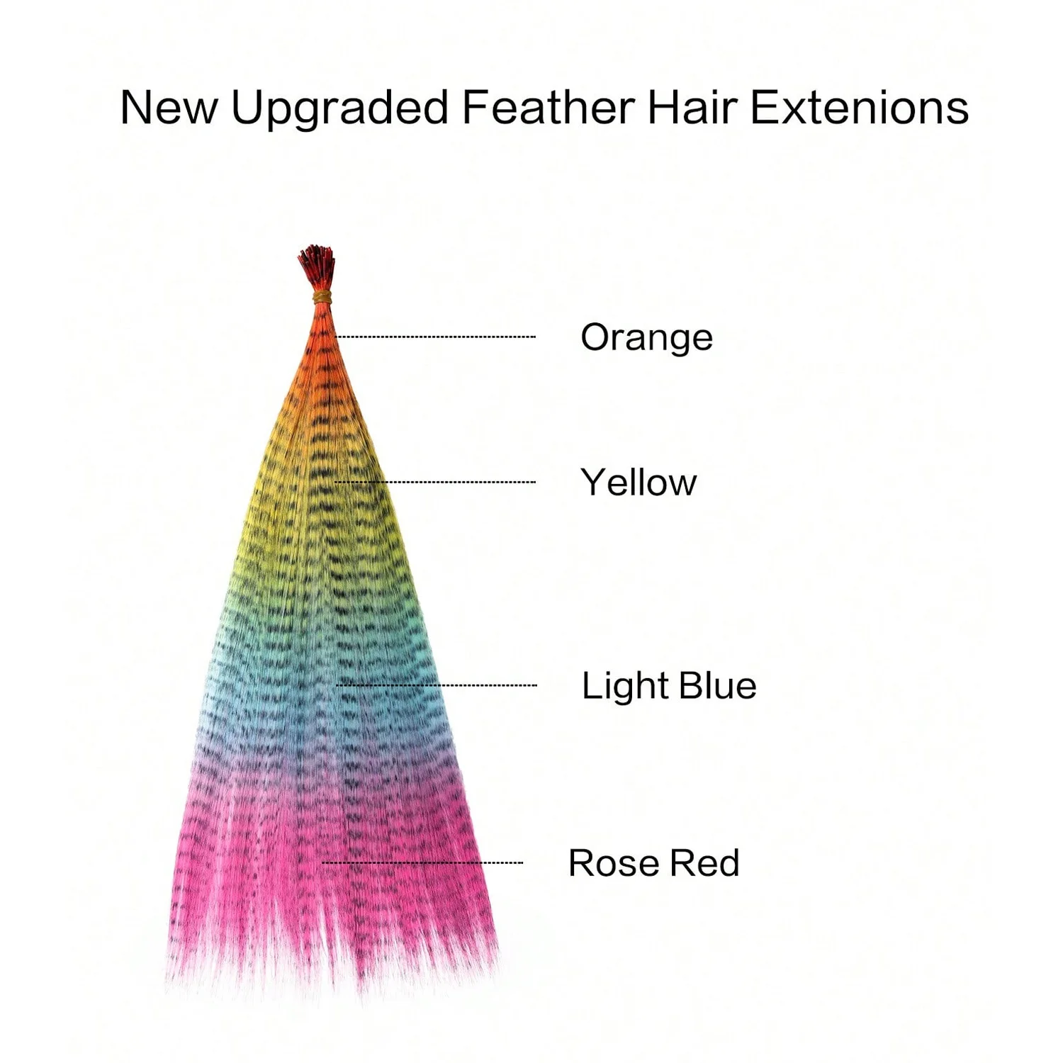 Synthetic Feather Hair Ombre Color Feather Extensions Rainbow Colorful Hair Feather Extension Long Straight Hairpieces for Girls