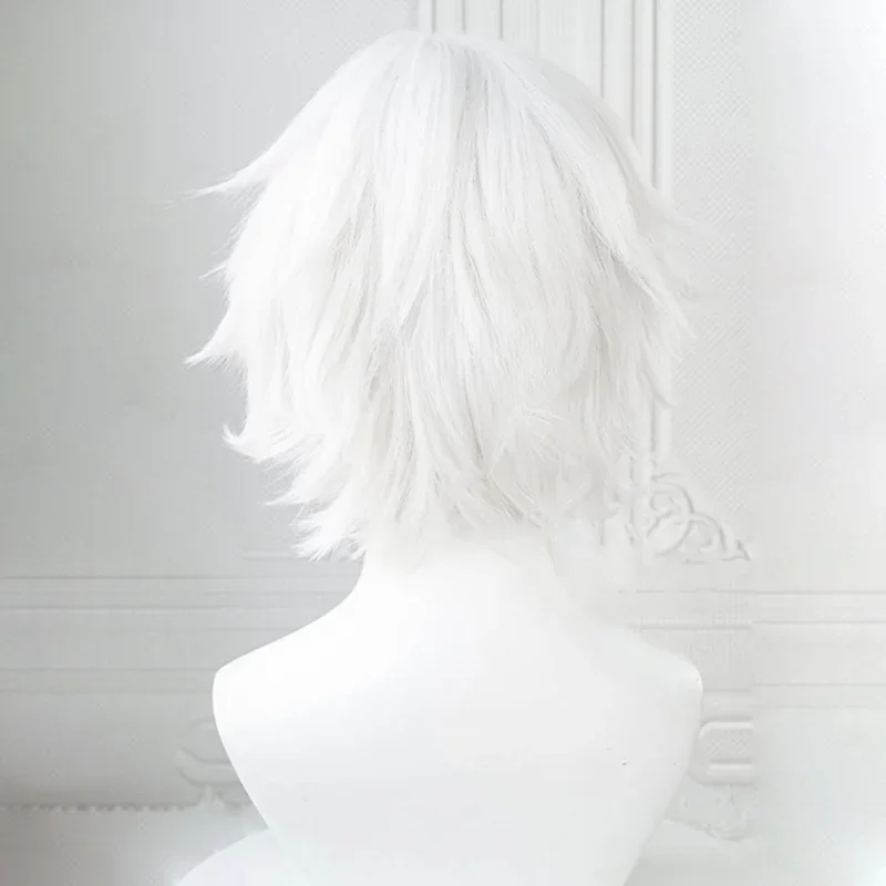 Anime Kaneki Ken Cosplay Wigs Short White Fluffy Wigs Eye Patch Heat Resistant Synthetic Hair Party Role Play