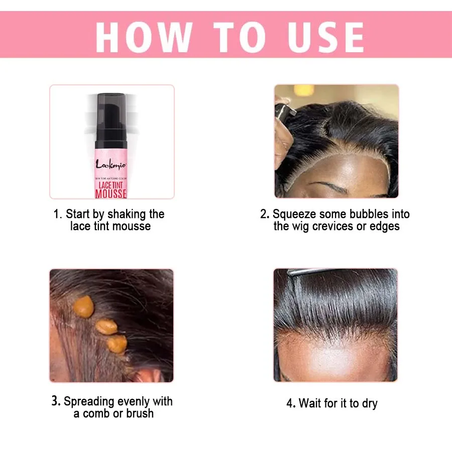 LOCKMIO Natural Lace Tint Spray Dyed Foam Mousse for Women 100ML Wigs Mesh Skin-fitting Invisible Colorant Cosplay Wig Dye Mist