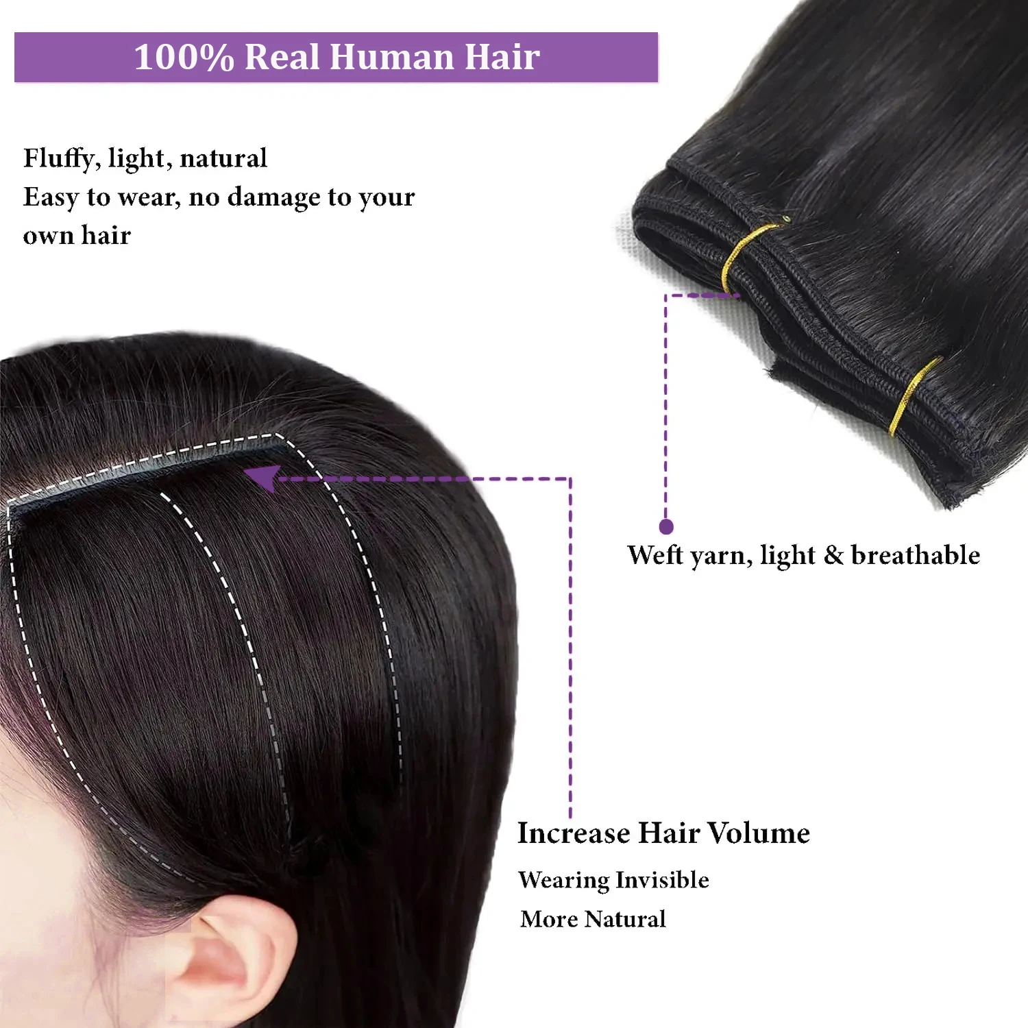 Clip Ins Straight Seamless Brazilian Human Hair Extensions 10A Brazilian Virgin Human Hair 8 Pcs Clip In Extensions 120G/Pack
