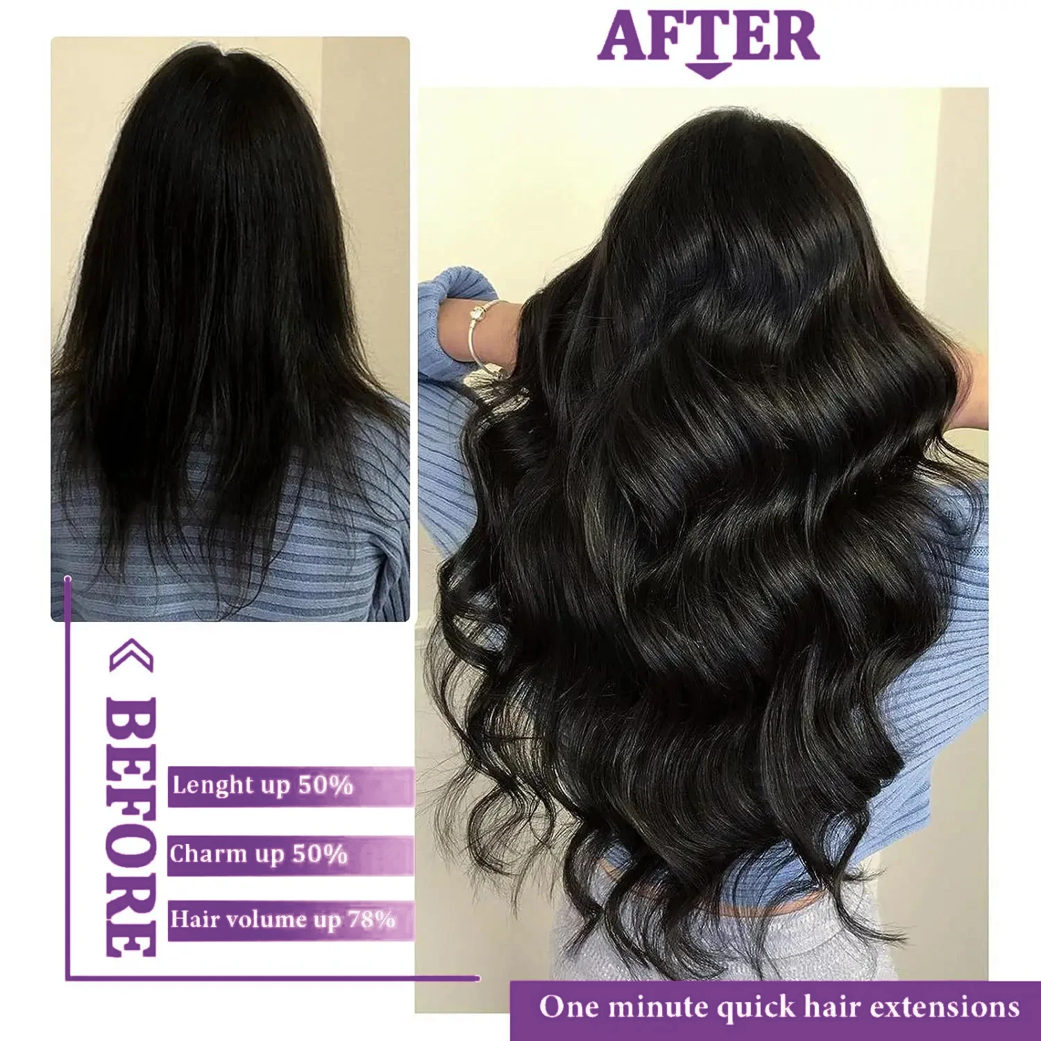 Clip Ins Straight Seamless Brazilian Human Hair Extensions 10A Brazilian Virgin Human Hair 8 Pcs Clip In Extensions 120G/Pack