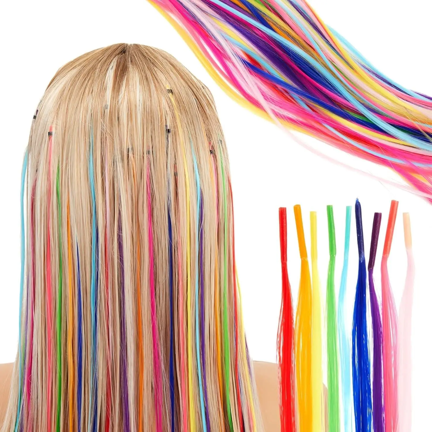 50 Pcs Hair Feathers with Hair Extension Tools,Long Straight Synthetic Hair Feather Extensions Kit with Beads for Women Girls