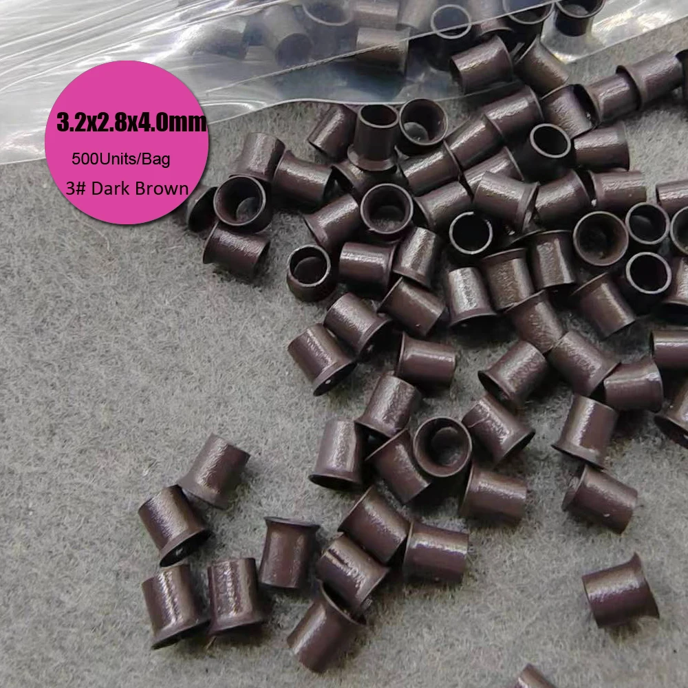 500 Units Flared Copper Micro Beads Hair Extensions 3.2x2.8x4.0mm Micro Ring Bead Caps Hair Extension Beads Rings for Hair