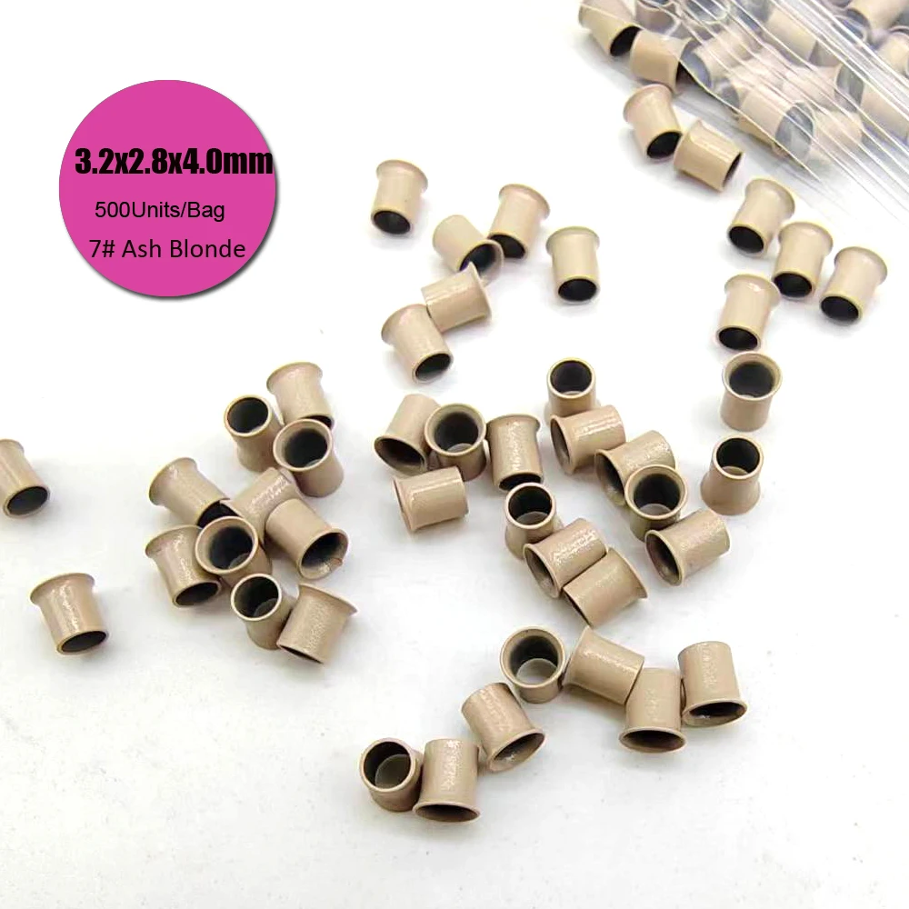 500 Units Flared Copper Micro Beads Hair Extensions 3.2x2.8x4.0mm Micro Ring Bead Caps Hair Extension Beads Rings for Hair