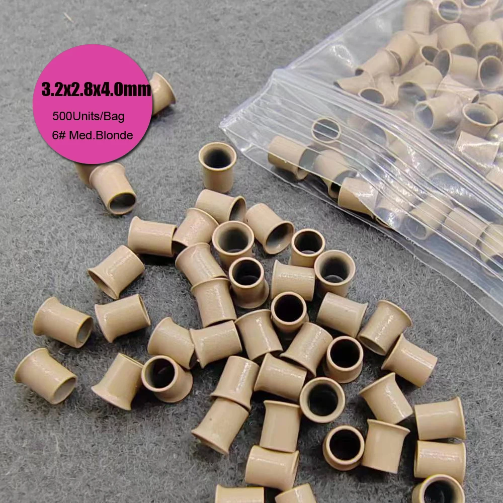 500 Units Flared Copper Micro Beads Hair Extensions 3.2x2.8x4.0mm Micro Ring Bead Caps Hair Extension Beads Rings for Hair