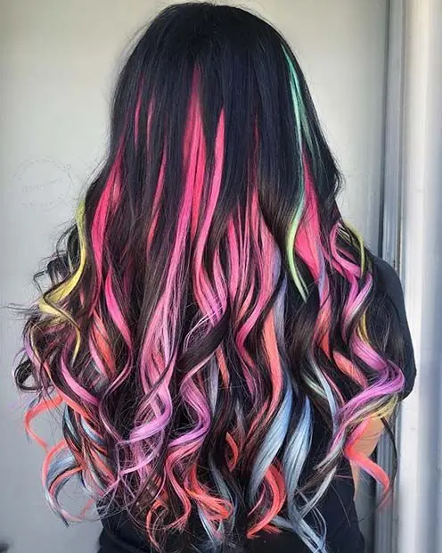 22Inch Synthetic Long Straight Clip In Hair Extensions High Temperature Hairpieces Rainbow Colors Hair Accessories for Women