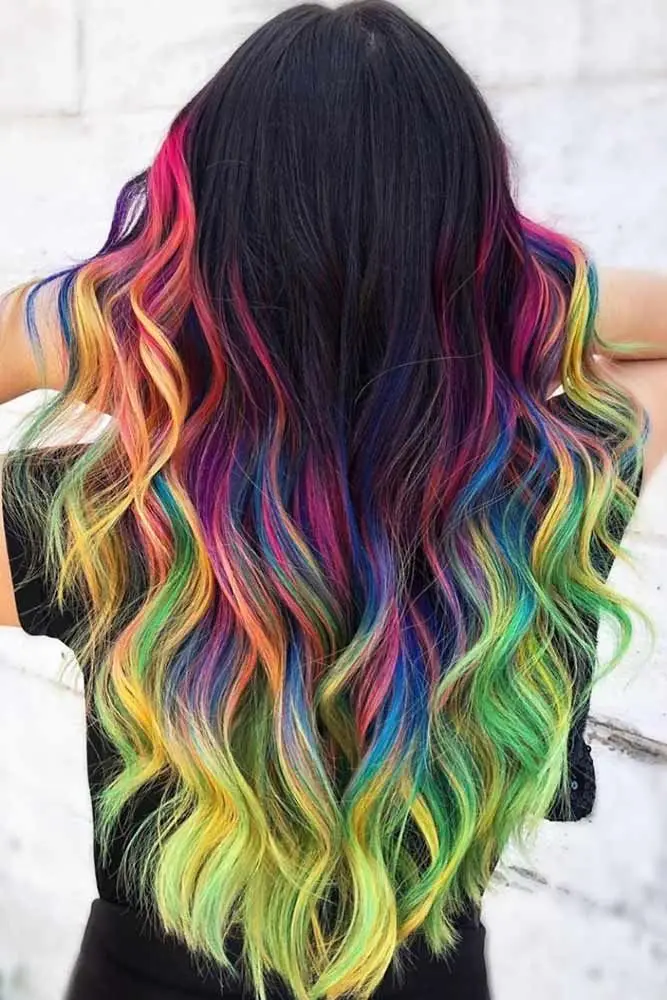 22Inch Synthetic Long Straight Clip In Hair Extensions High Temperature Hairpieces Rainbow Colors Hair Accessories for Women