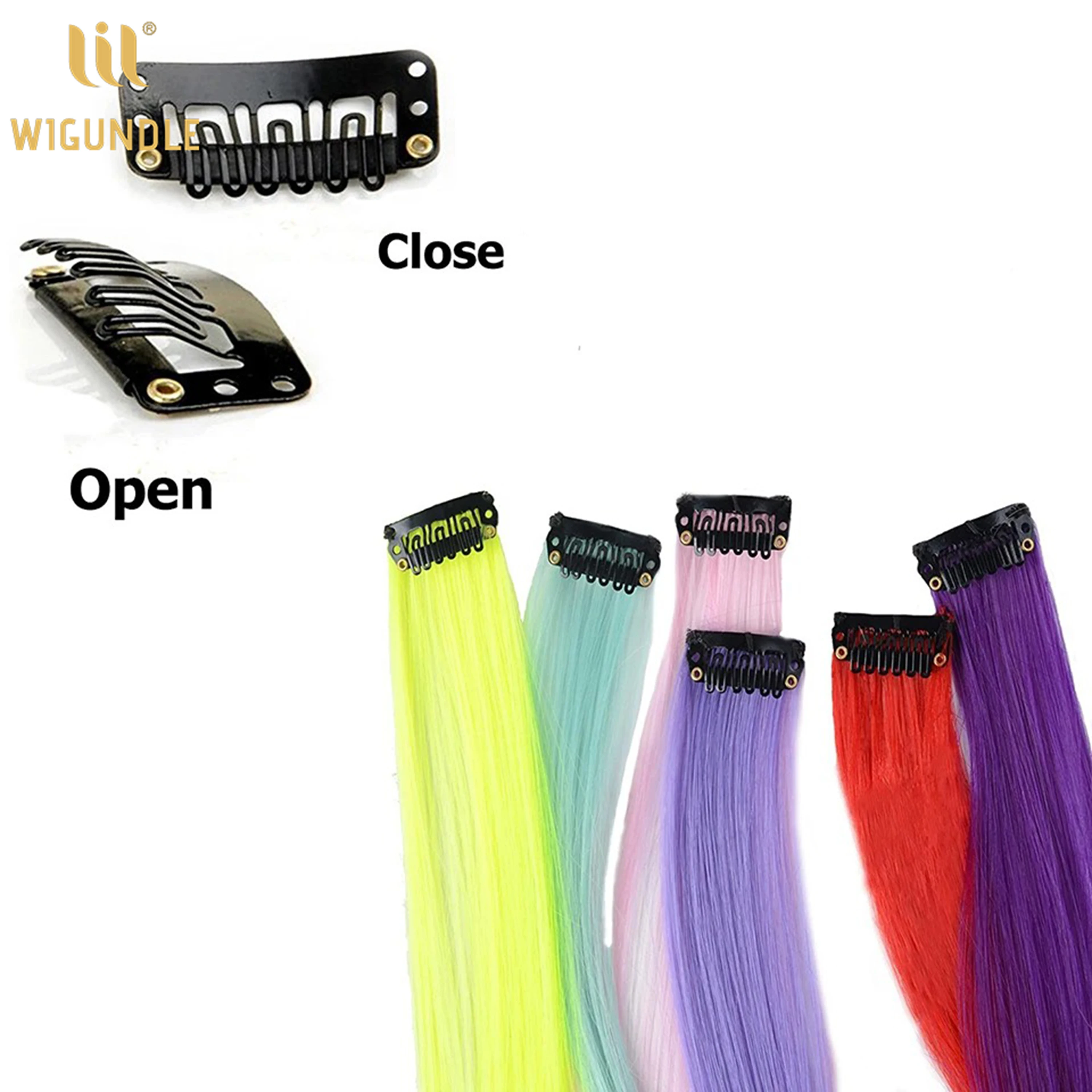 22Inch Synthetic Long Straight Clip In Hair Extensions High Temperature Hairpieces Rainbow Colors Hair Accessories for Women