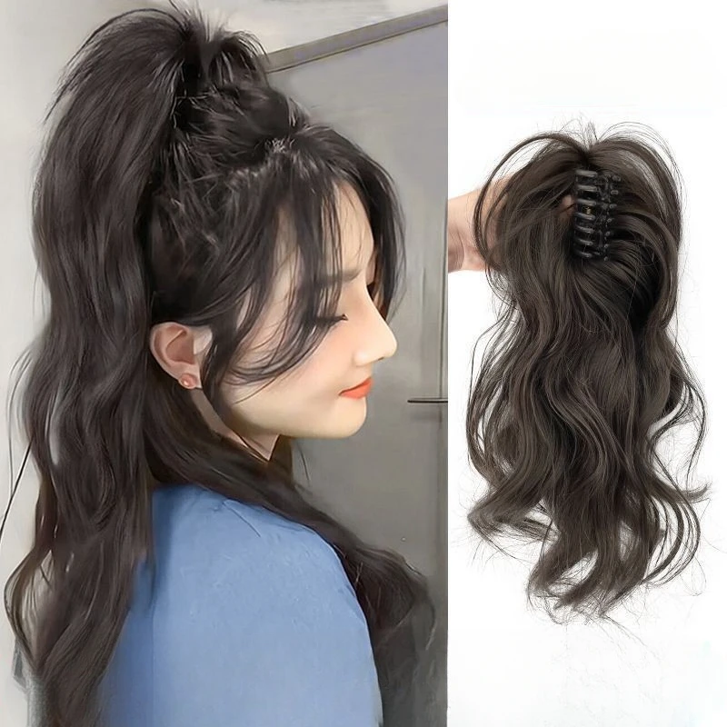 12Inch Short Wavy Synthetic Claw Clip Ponytail Hair Extensions Heat Resistant Hair Ponytail With Grab Clips For Women Daily Use