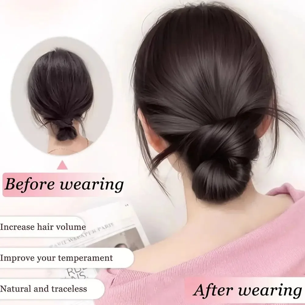 Synthetic Low Bun Claw Clip Natural Fluffy Hairpiece for Women Lazy Updo Styling Tool Easy Fashion Daily Hairstyle