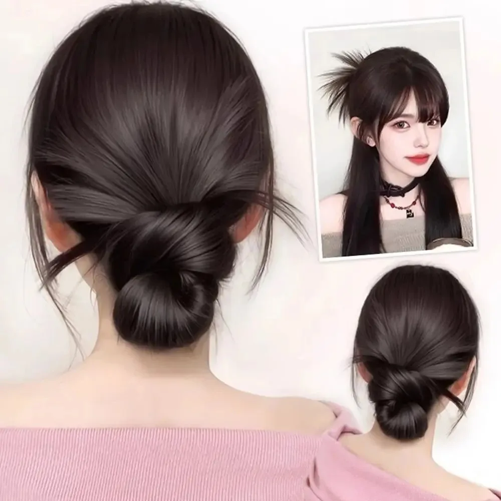 Synthetic Low Bun Claw Clip Natural Fluffy Hairpiece for Women Lazy Updo Styling Tool Easy Fashion Daily Hairstyle