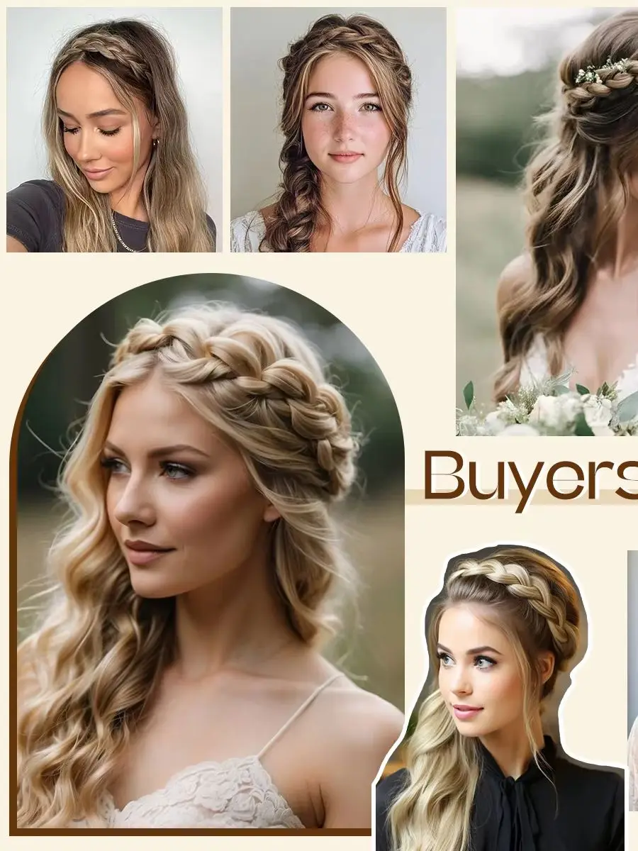 Synthetic fashion braided headband, hair band, braided hairstyle, Bohemian style, women's hair accessory/wig decoration.