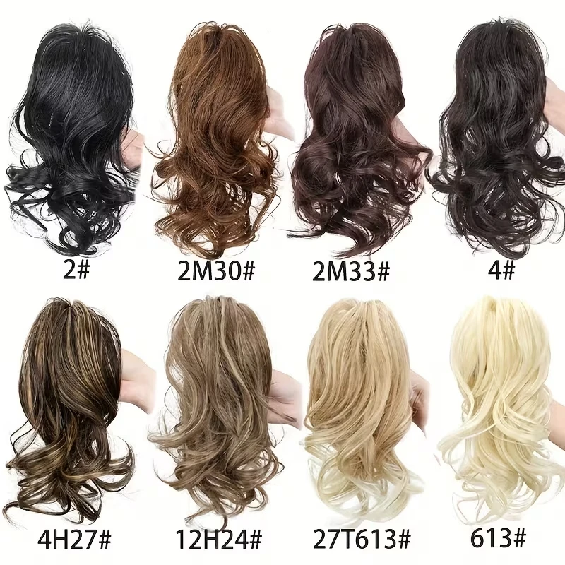Synthetic 12Inch Short Curly Claw Clip Ponytail Hair Extensions Heat Resistant Fiber Hairpiece for Women Daily Use