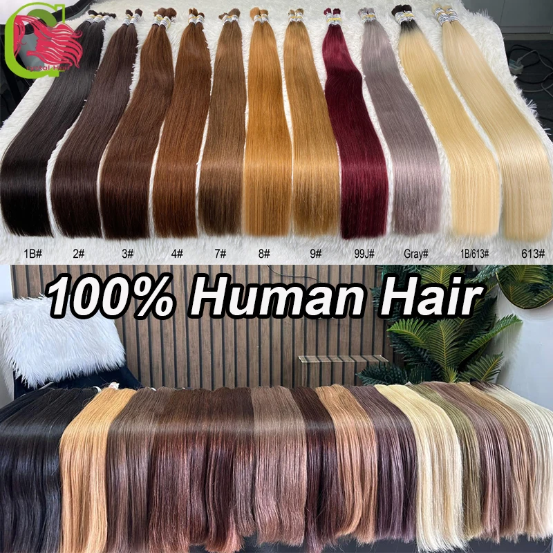 Bulk Hair 100% Real Human Hair Machine Made Virgin Remy Straight Hair Bulk 18-30inch 100g Natural Blonde Hair Extension No Weft