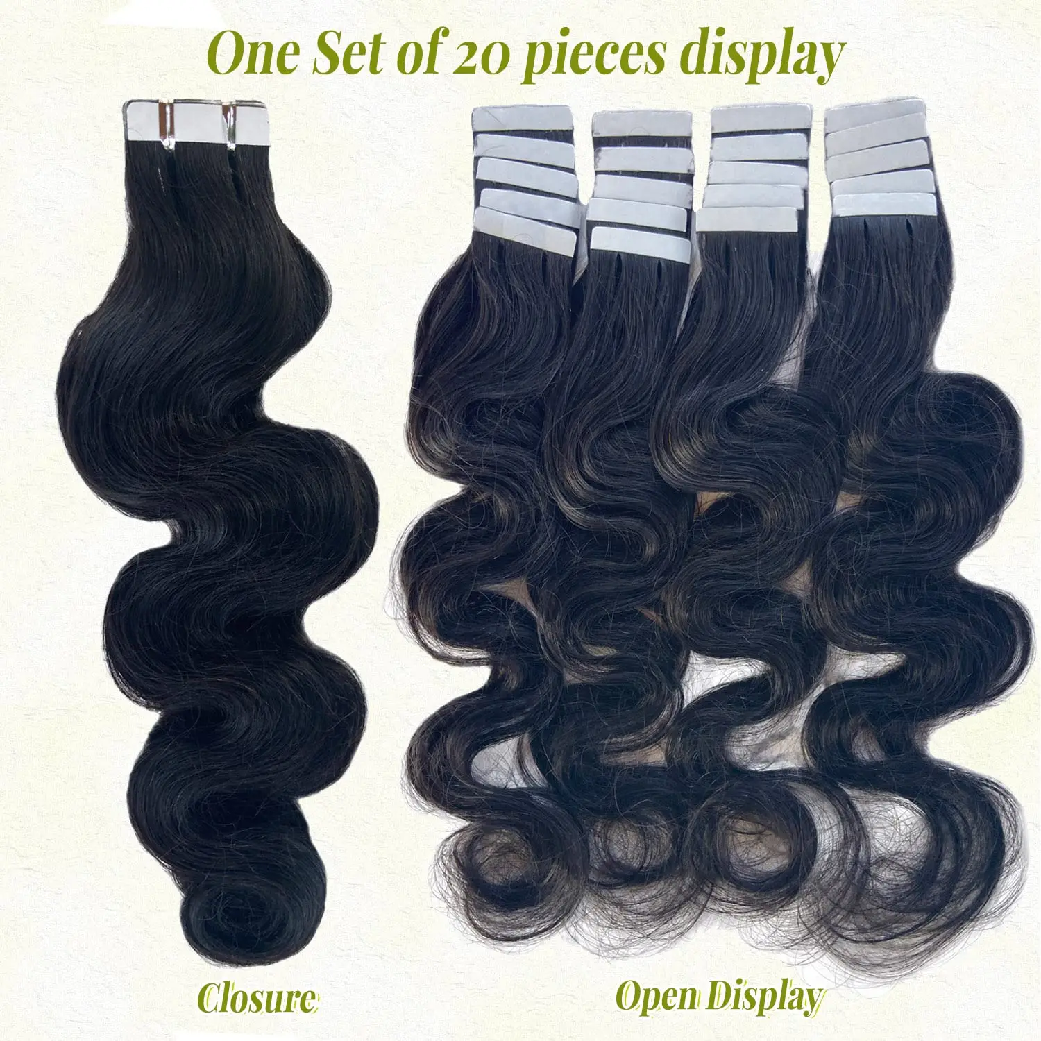 Tape In Hair Extensions Real Human Hair Body Wave 100%Human Fusion Hair 2.5g/strand 20pcs/pack Natural Human Hair Extensions 1b