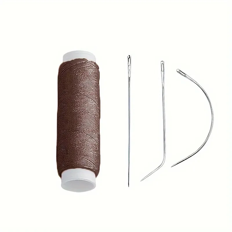 4 Colors Nylon Hair Track Weft Weave Sew Thread + Needle J+I+C For Clip In Extensions Wig Tools for Hair Extension Accessories