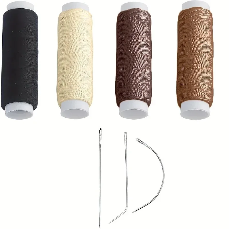 4 Colors Nylon Hair Track Weft Weave Sew Thread + Needle J+I+C For Clip In Extensions Wig Tools for Hair Extension Accessories