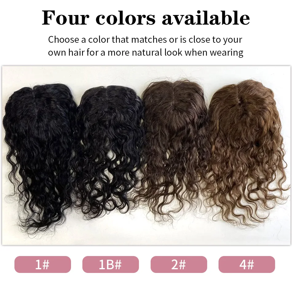 30 CM Short Wavy Hair Topper Replacement Hairpiece 9X14cm Short Clip in Curly Human Hair Topper Women for with Thinning Hair