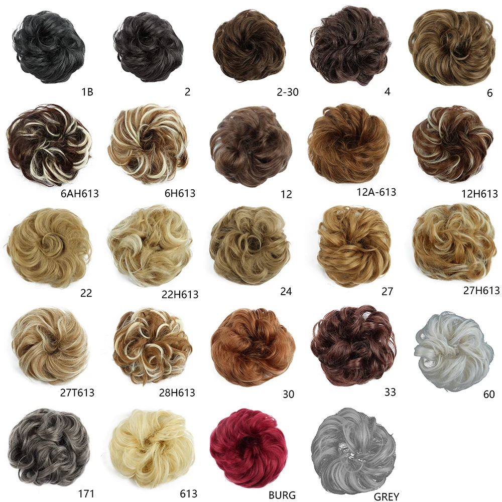 Synthetic Hair Bun Wig Donut Wavy Elastic Rubber Scrunchie Hair Pieces Ladies Ponytail Hair Extension Curly Wrap