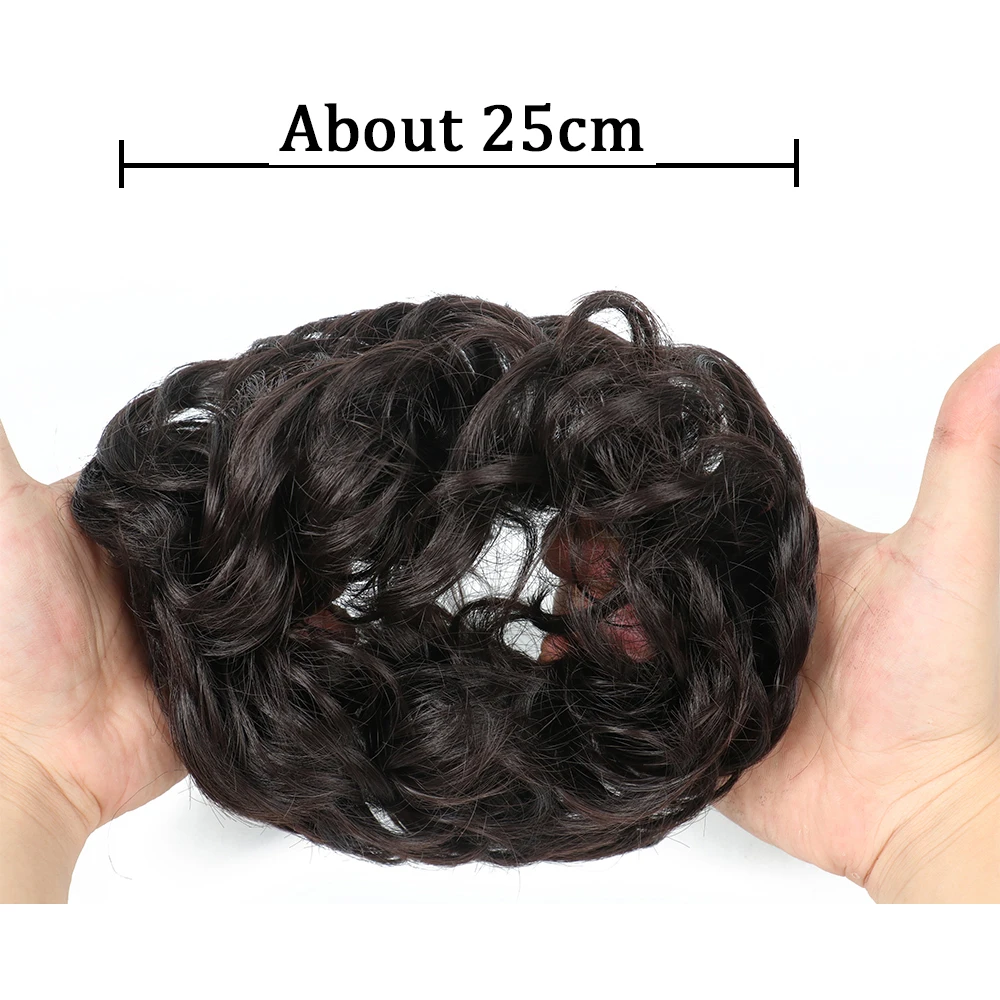 Synthetic Hair Bun Wig Donut Wavy Elastic Rubber Scrunchie Hair Pieces Ladies Ponytail Hair Extension Curly Wrap