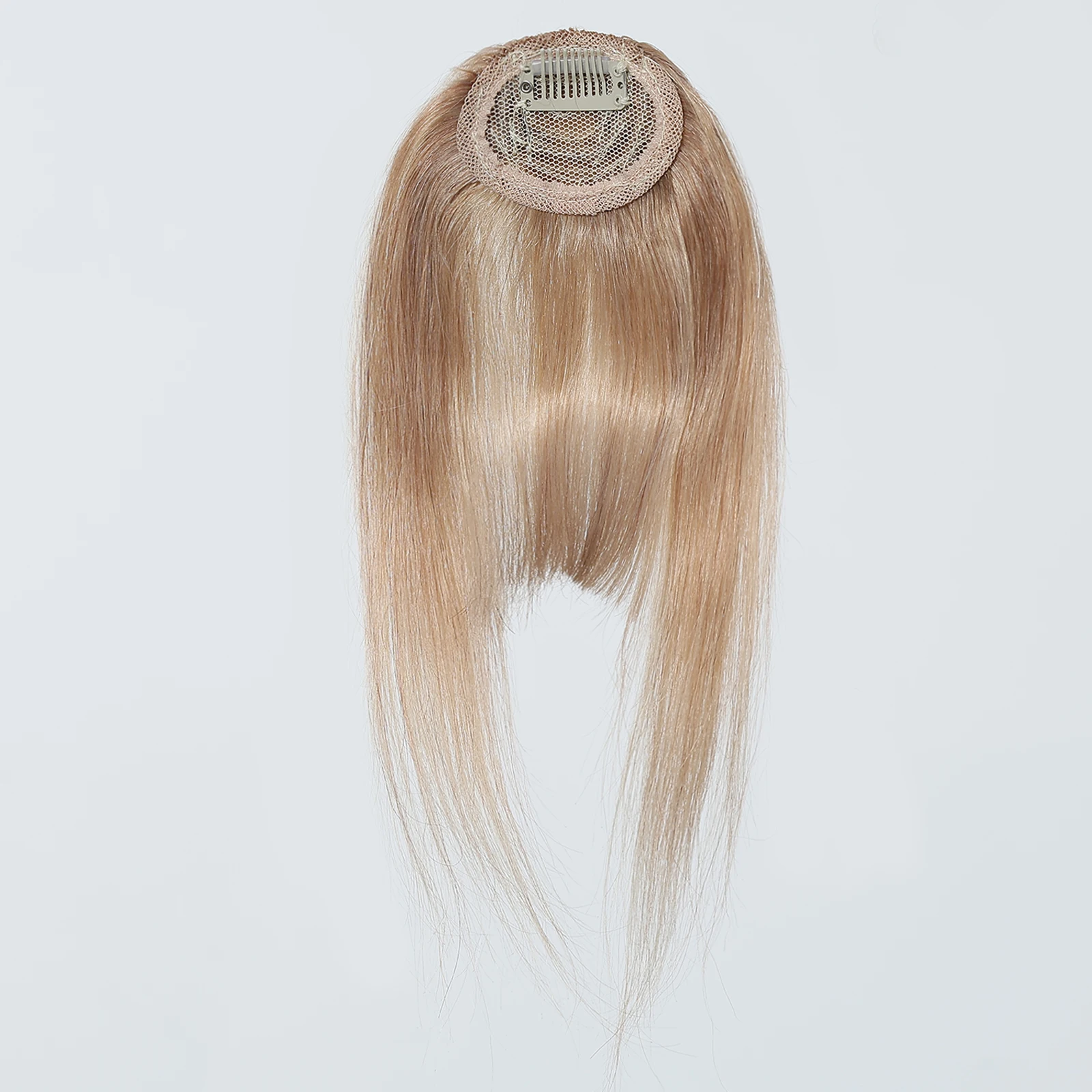 100% Human Hair Bangs Blonde Brown Wispy Bang Hair Clip in Bangs Fringe with Temples Hairpiece for Women Clip on Air Bang 4.5in