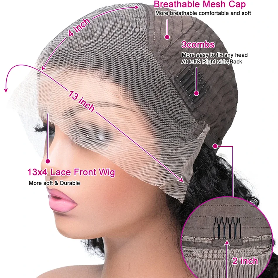 13x4 Straight Human Hair Wigs Burmese Hair High Quality HD Transparent Lace Front Wig for Women 3-Day Delivery in France